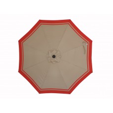 Premium Market Outdoor Patio Umbrella (Crank & Tilt)- Tan with Red Striped Border   